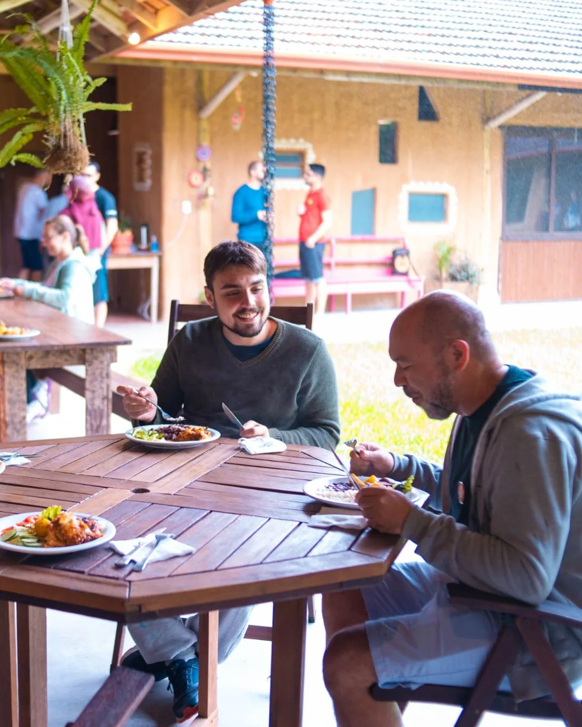 Jantar da imersão, conversa em inglês